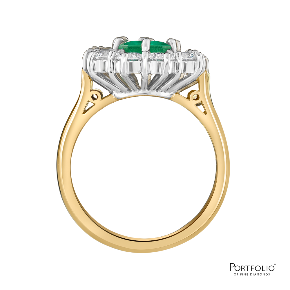 Cluster 1.56ct Emerald Yellow Gold/Platinum Ring