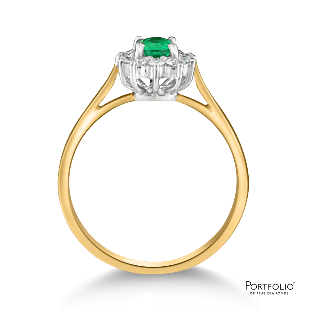 Cluster 0.46ct Emerald Yellow Gold/Platinum Ring