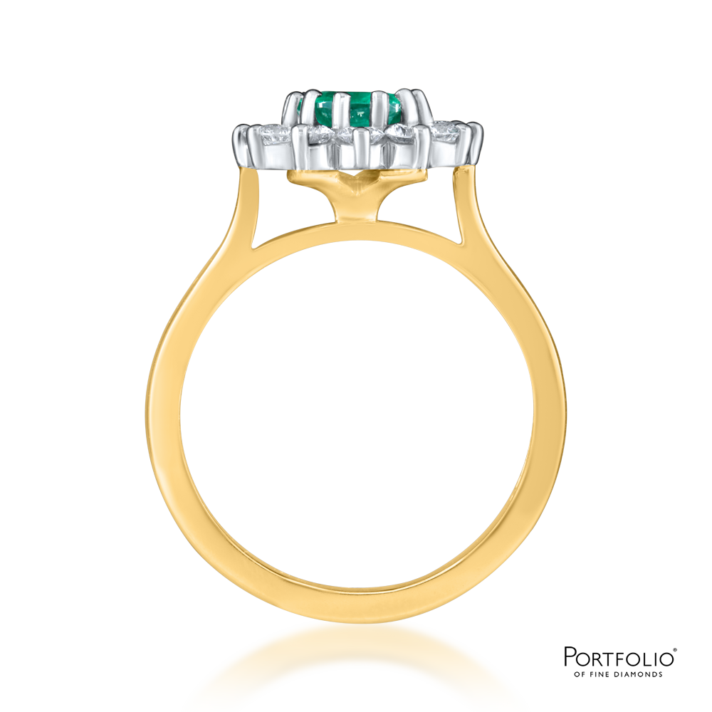 Cluster 1.17ct Emerald Yellow Gold Ring