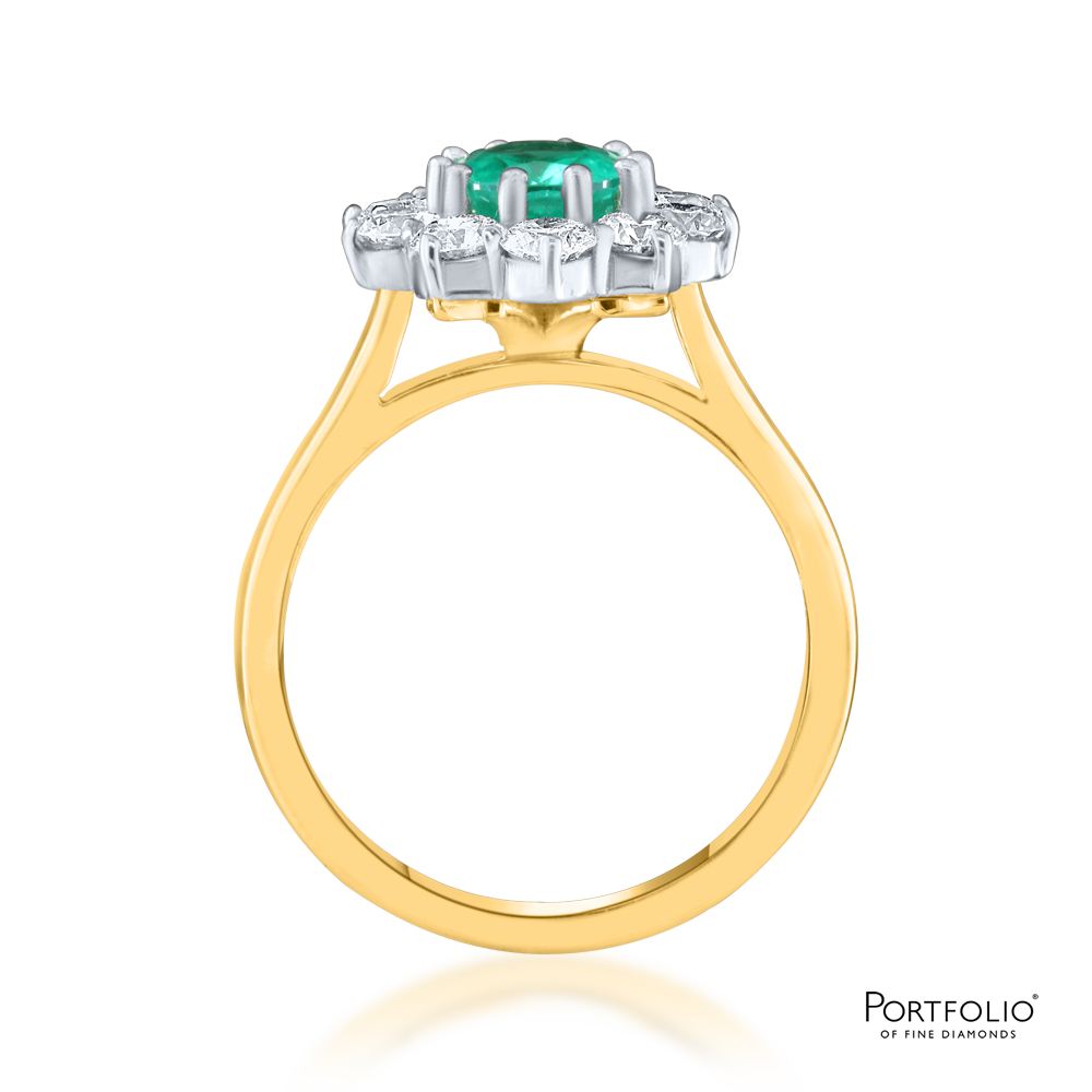 Cluster 1.14ct Emerald Yellow Gold Ring