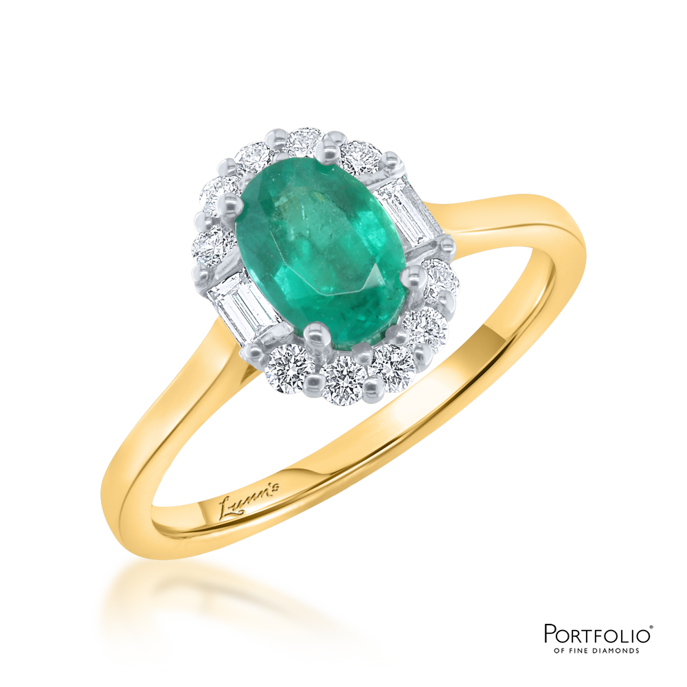 Cluster 0.73ct Emerald Yellow Gold Ring