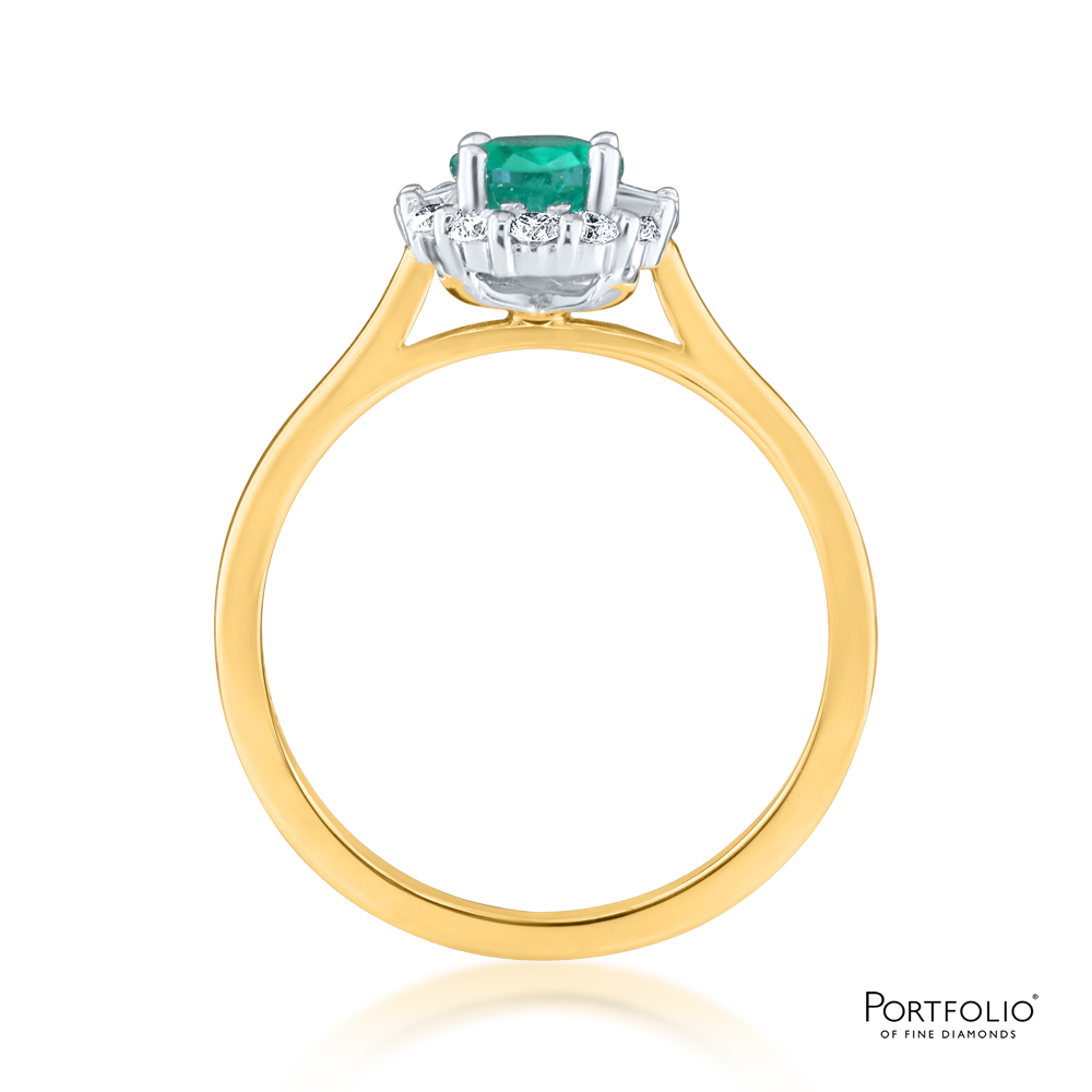 Cluster 0.73ct Emerald Yellow Gold Ring