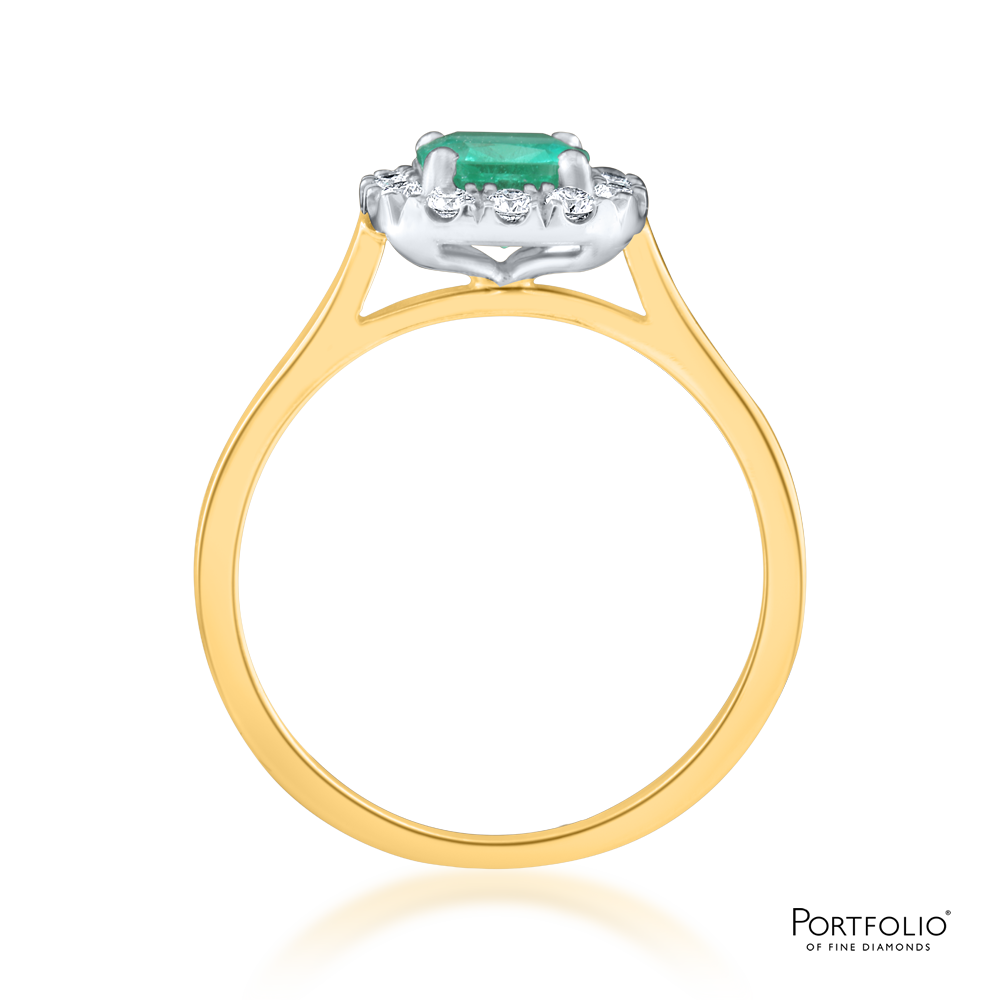 Cluster 0.76ct Emerald Yellow Gold Ring