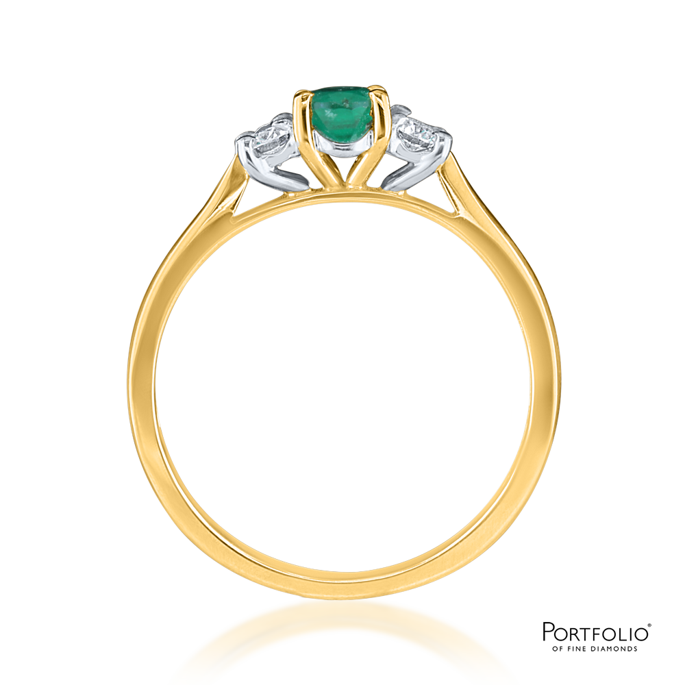 Three Stone 0.44ct Emerald Yellow Gold Ring