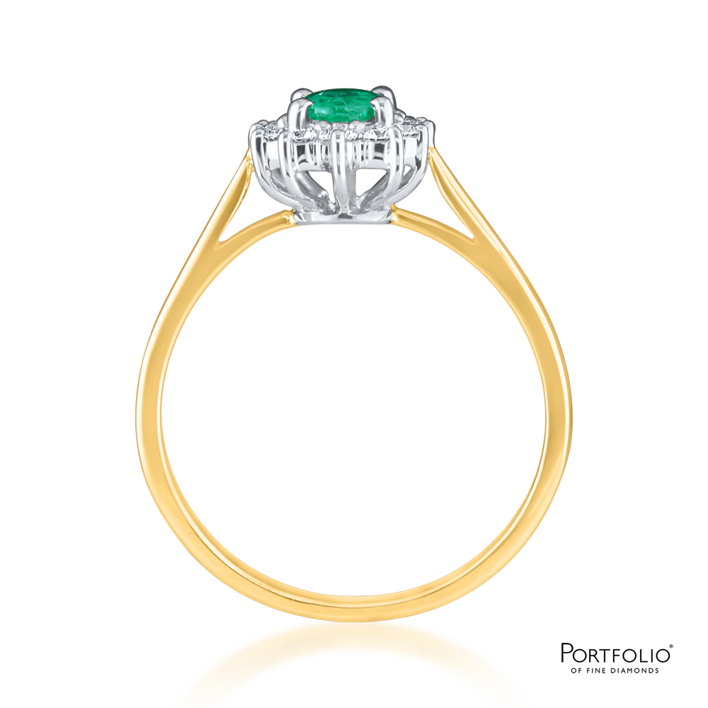 Cluster 0.45ct Emerald Yellow Gold Ring