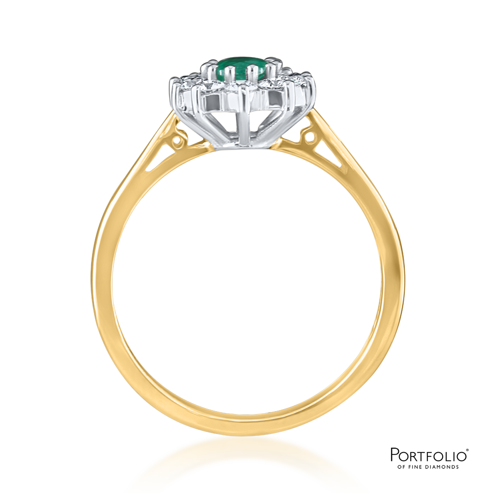 Cluster 0.39ct Emerald Yellow Gold Ring