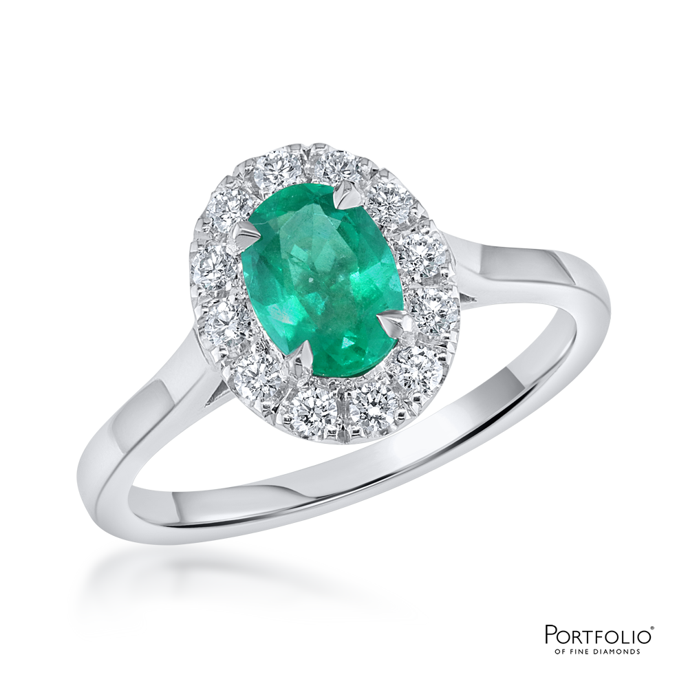 Cluster 0.73ct Emerald Platinum Ring