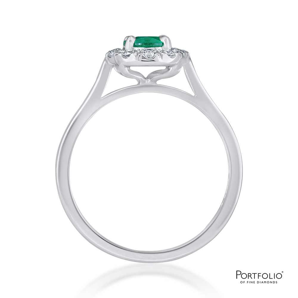 Cluster 0.73ct Emerald Platinum Ring