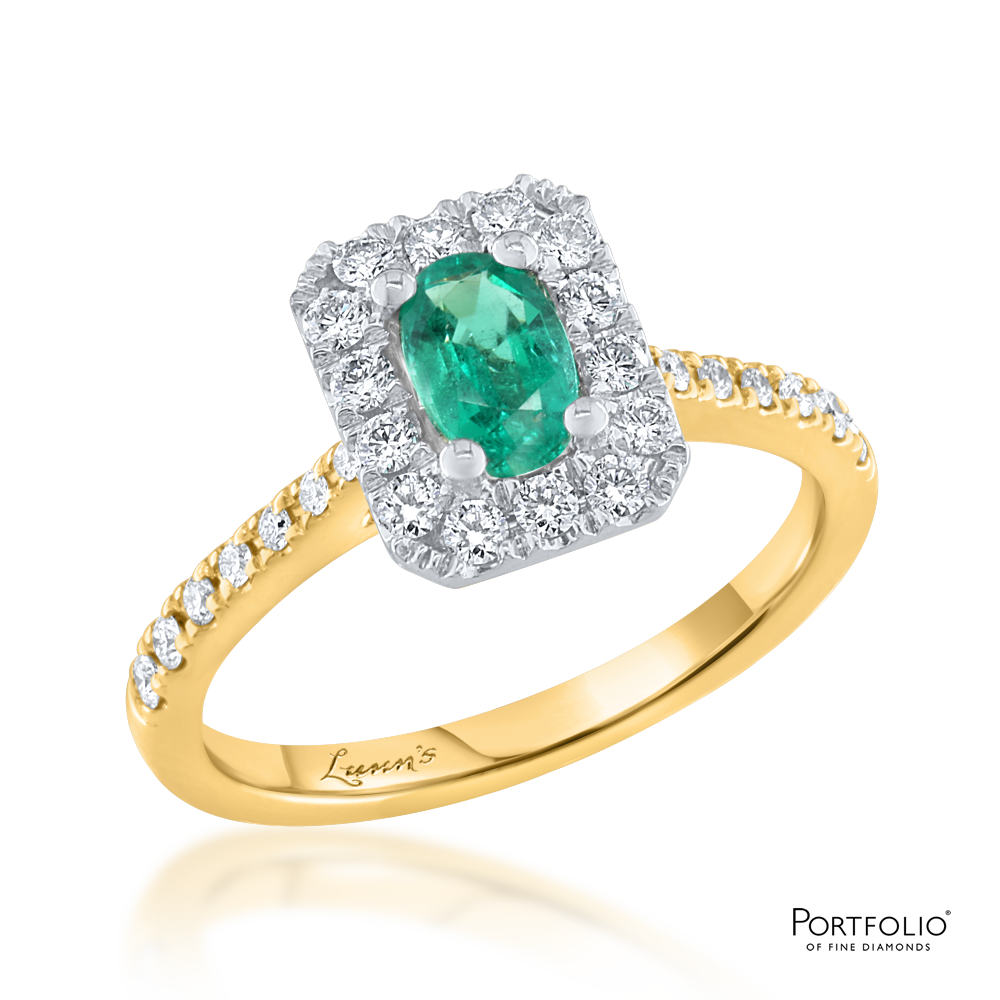 Cluster 0.39ct Emerald Yellow Gold Ring
