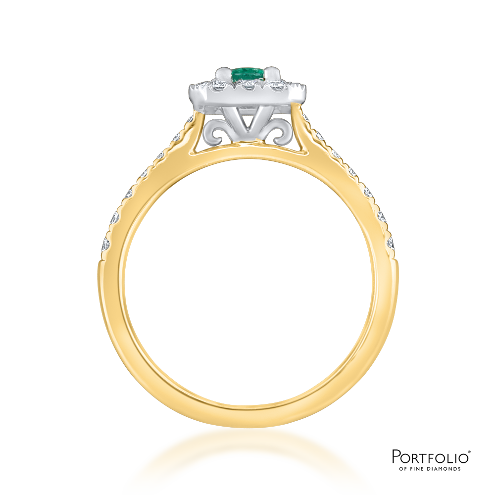 Cluster 0.39ct Emerald Yellow Gold Ring