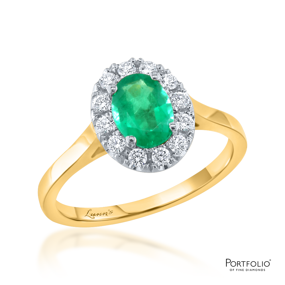 Cluster 0.70ct Emerald Yellow Gold Ring
