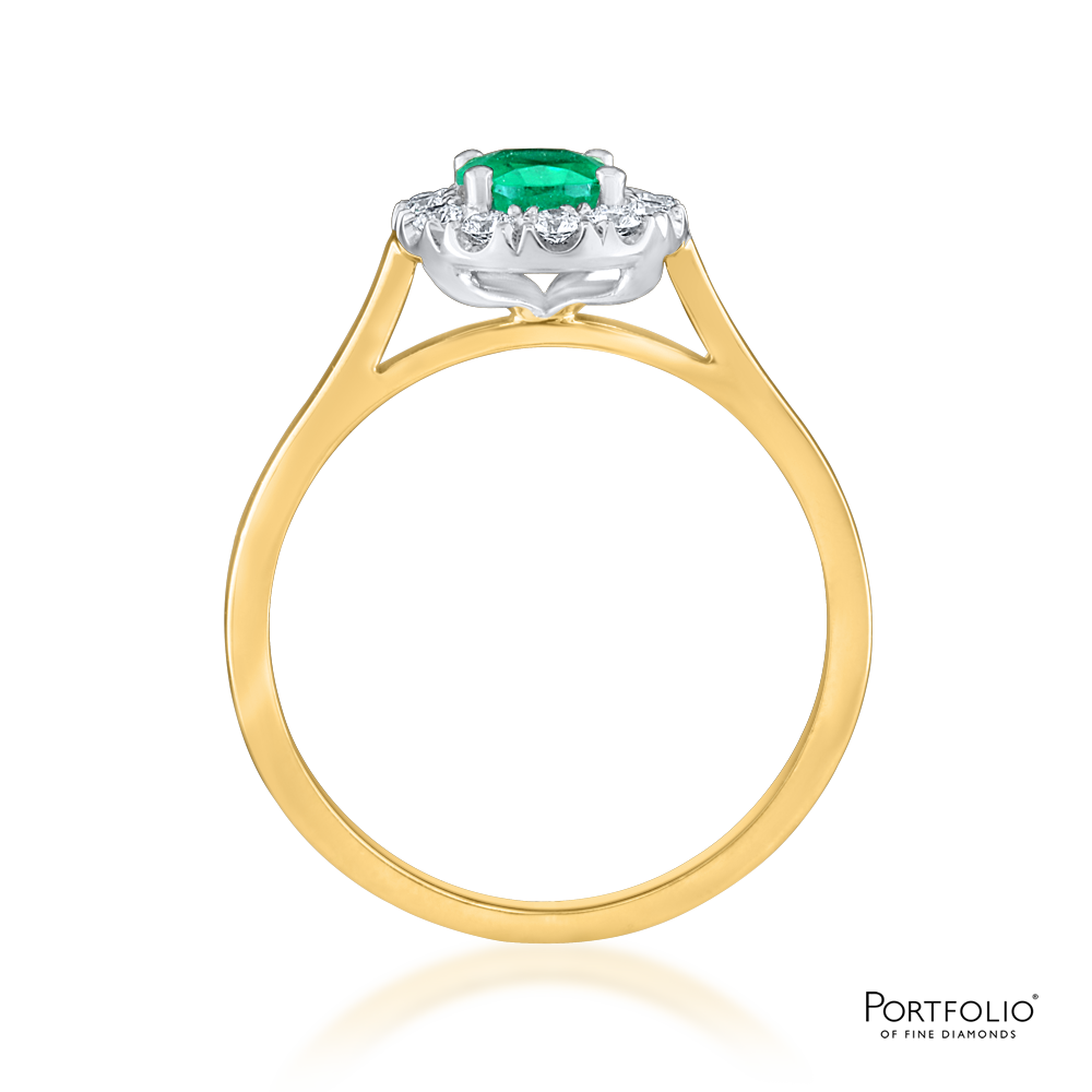 Cluster 0.70ct Emerald Yellow Gold Ring