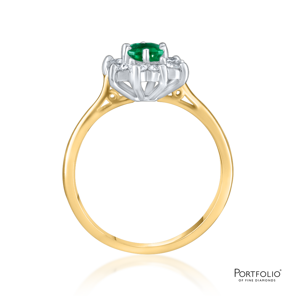 Cluster 0.47ct Emerald Yellow Gold Ring