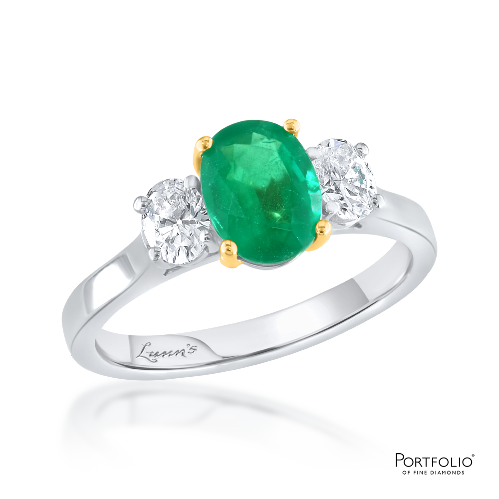 Three Stone 1.21ct Emerald Platinum Ring