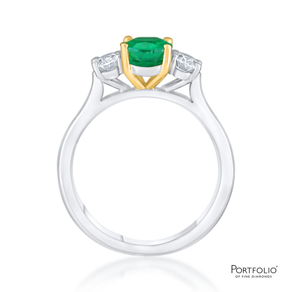 Three Stone 1.21ct Emerald Platinum Ring