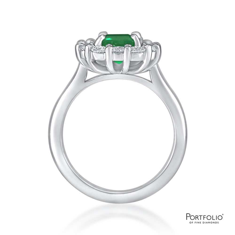 Cluster 1.42ct Emerald Platinum Ring