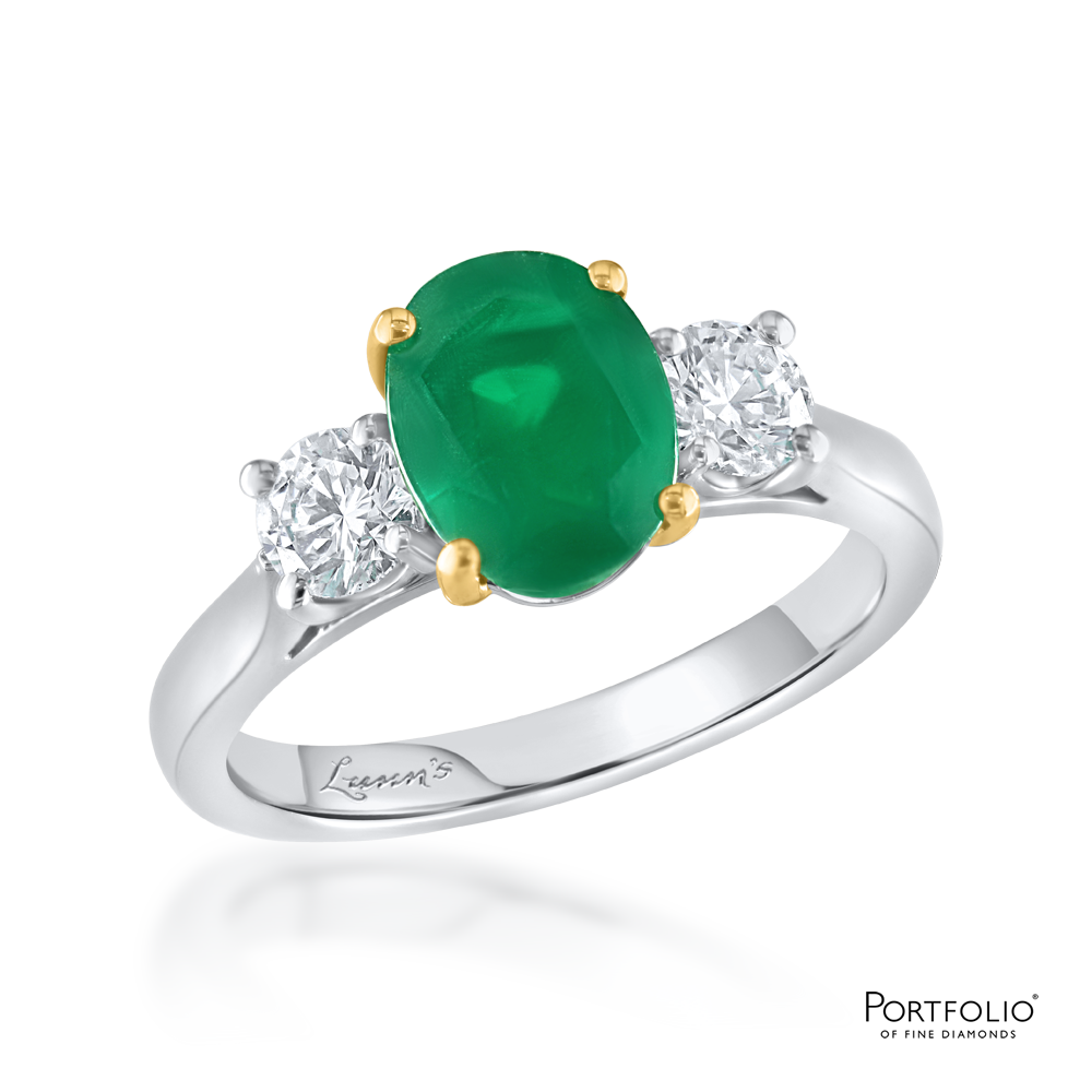 Three Stone 2.01ct Emerald Platinum Ring