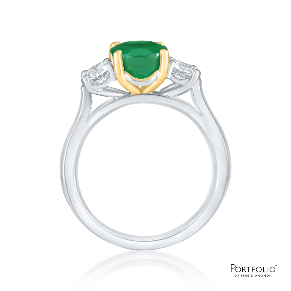 Three Stone 2.01ct Emerald Platinum Ring