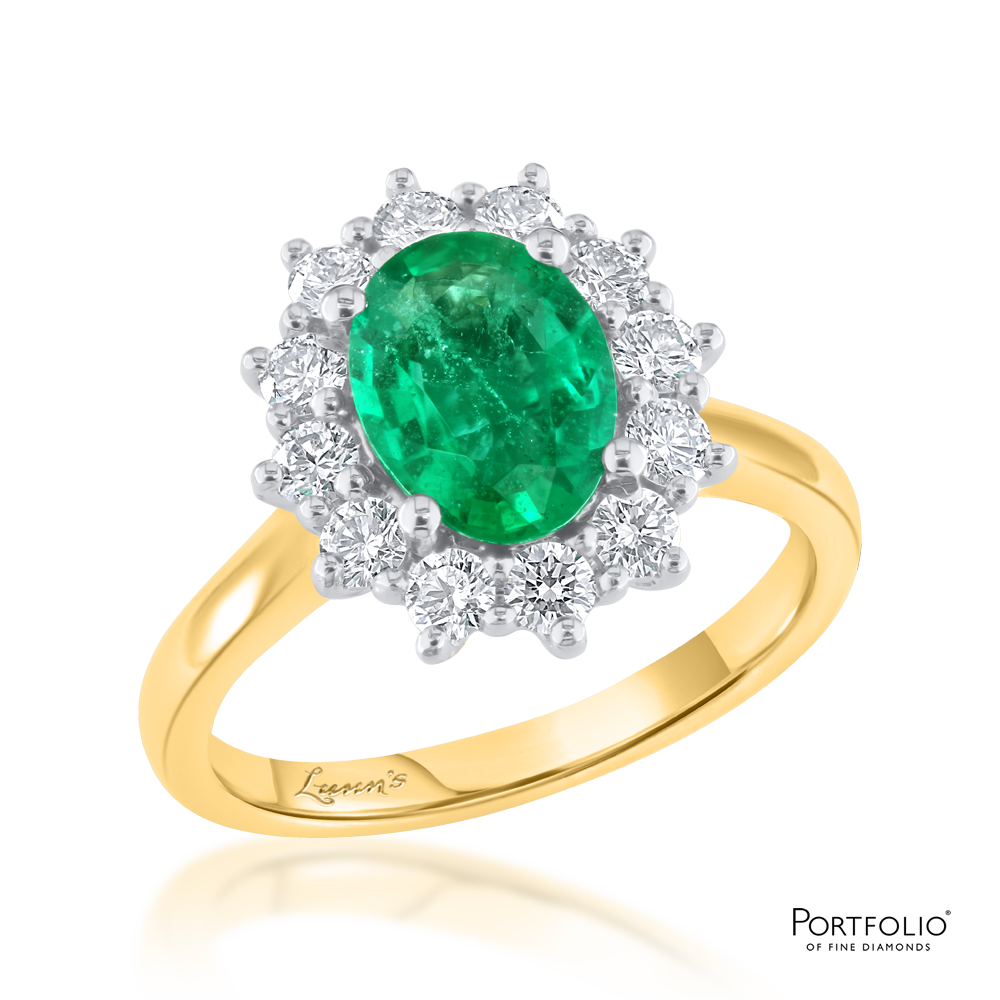 Cluster 2.13ct Emerald Yellow Gold Ring