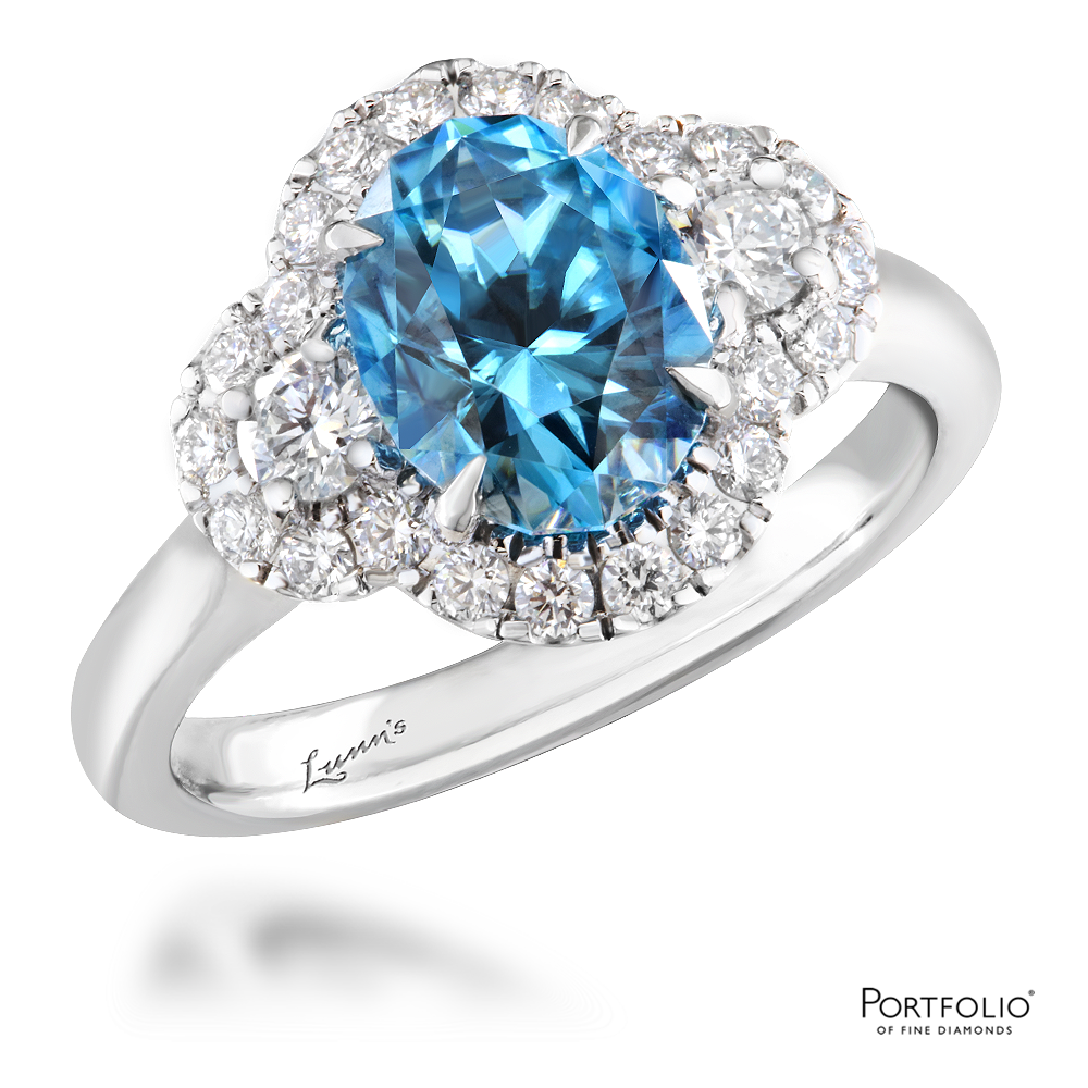 Cluster 3.23ct Blue Zircon White Gold Ring