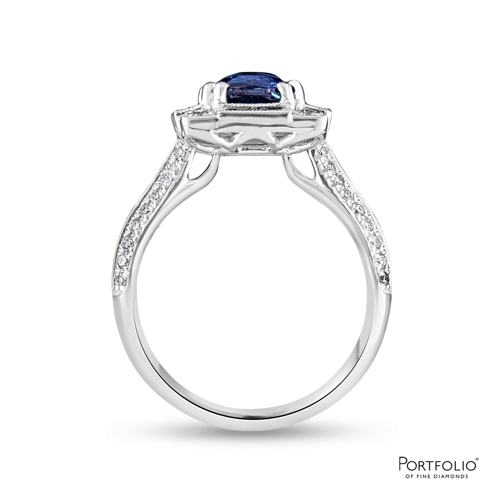 Cluster 2.21ct Teal Sapphire Platinum Ring