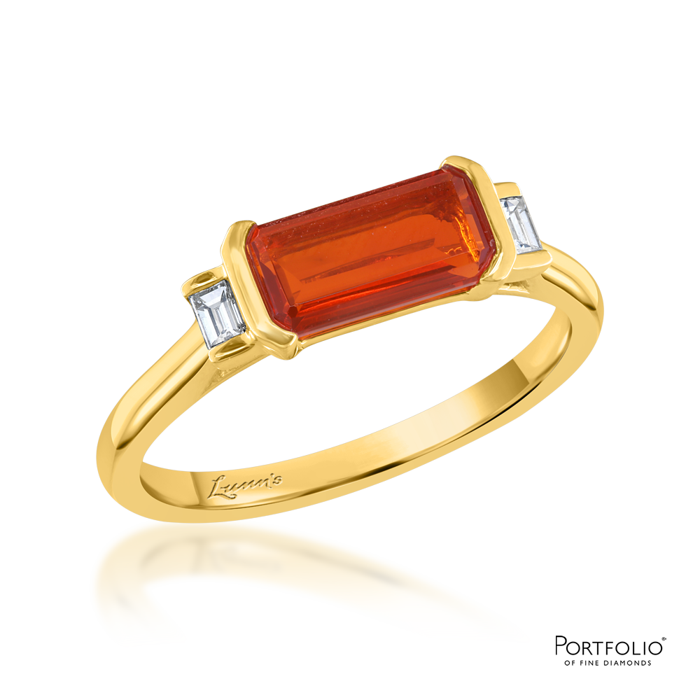 Stacking 0.75ct Fire Opal Yellow Gold Ring