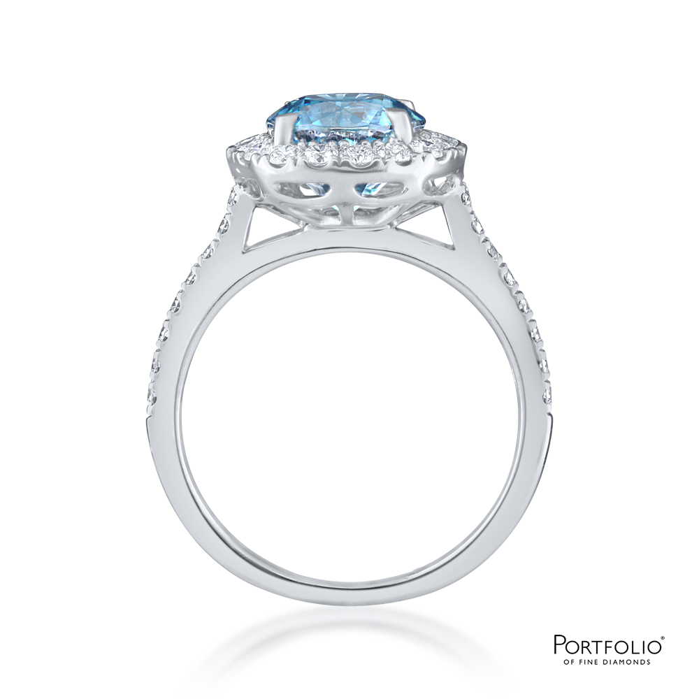 Cluster 3.60ct Blue Zircon White Gold Ring