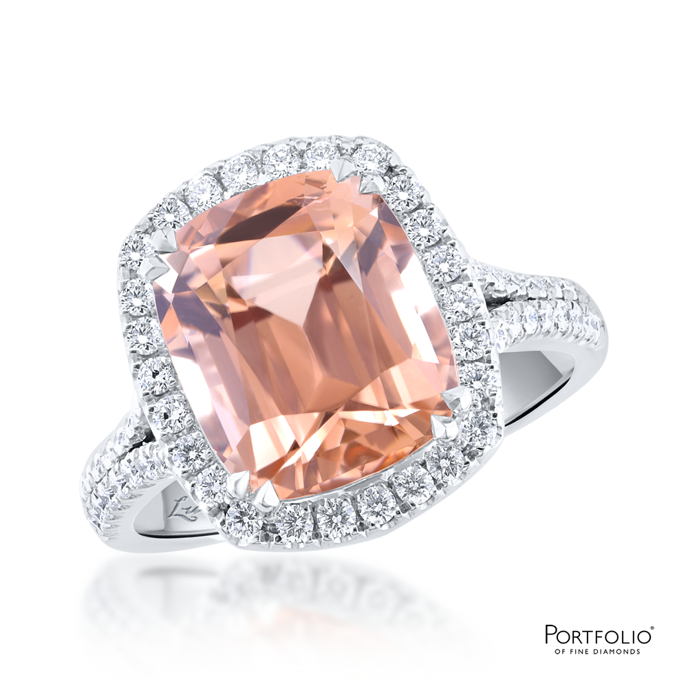 Cluster 4.85ct Brown/Peach Tourmaline White Gold Ring