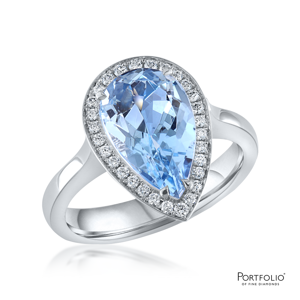 Cluster Aquamarine and Diamond White Gold Ring – Lunn's