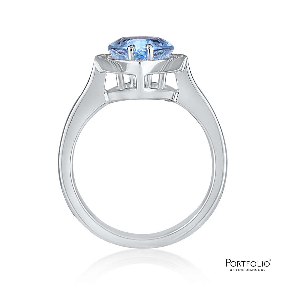 Cluster 3.09ct Aquamarine and Diamond White Gold Ring