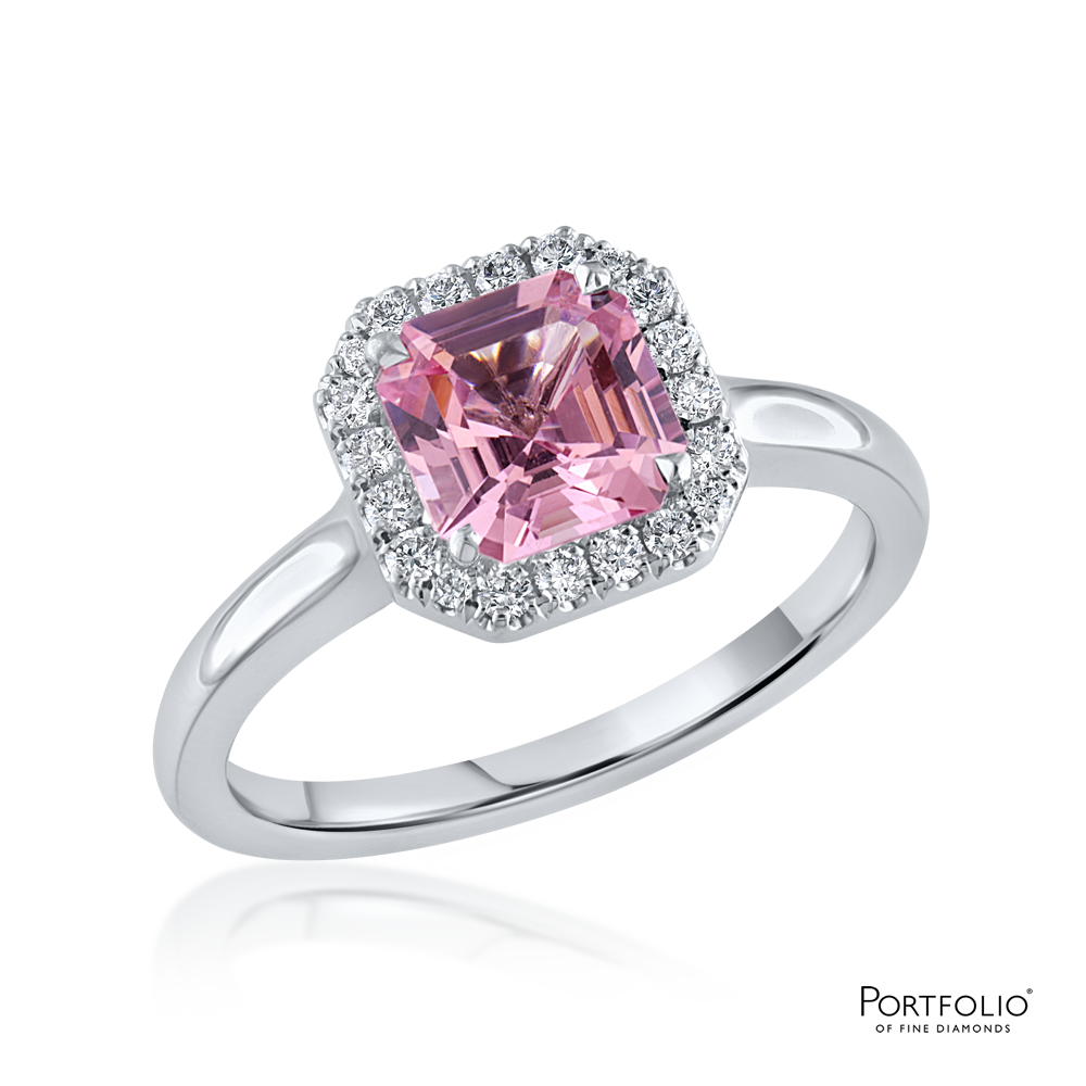 Cluster 2.07ct Rhodolite Garnet and Diamond White Gold Ring