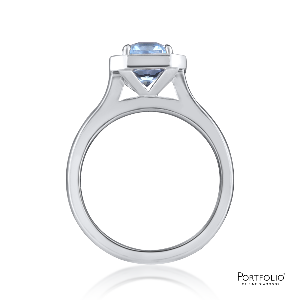 Cluster 1.45ct  Aquamarine and Diamond White Gold Ring