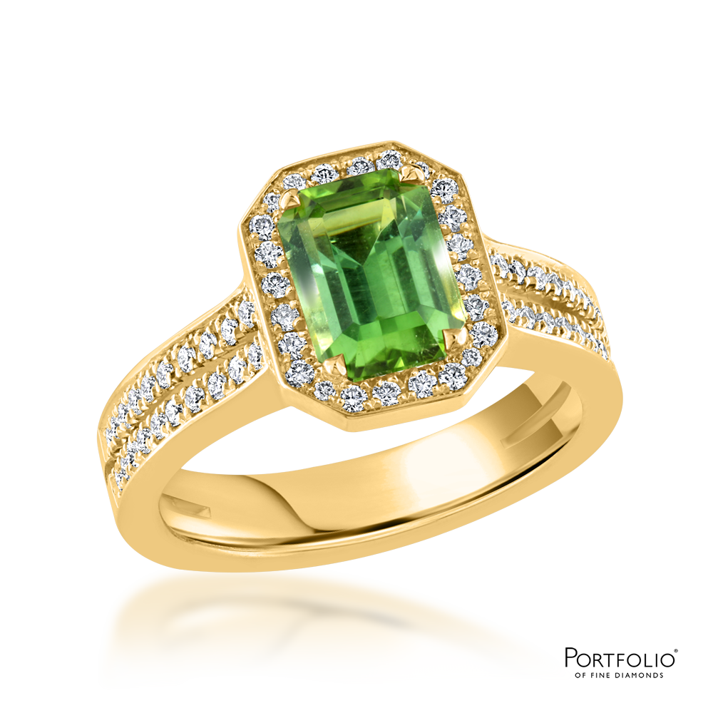 Cluster 1.79ct Tourmaline Yellow Gold ring