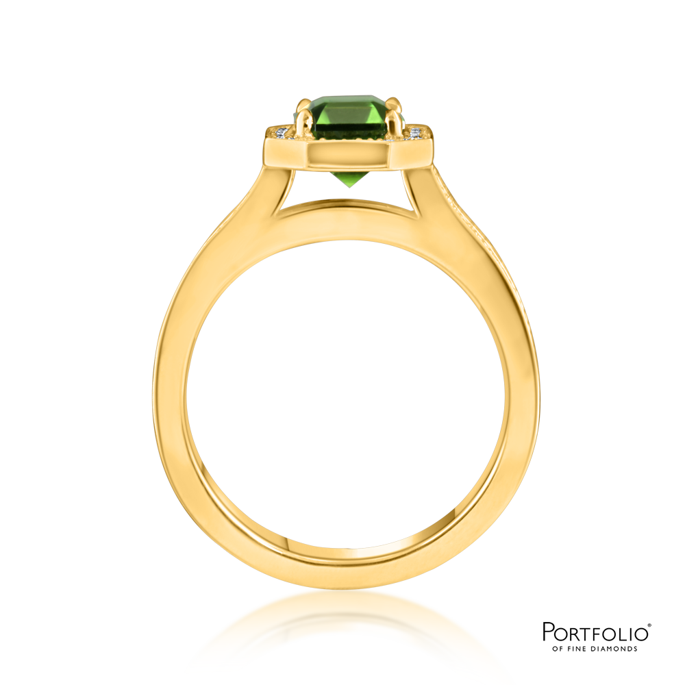 Cluster 1.79ct Tourmaline Yellow Gold ring