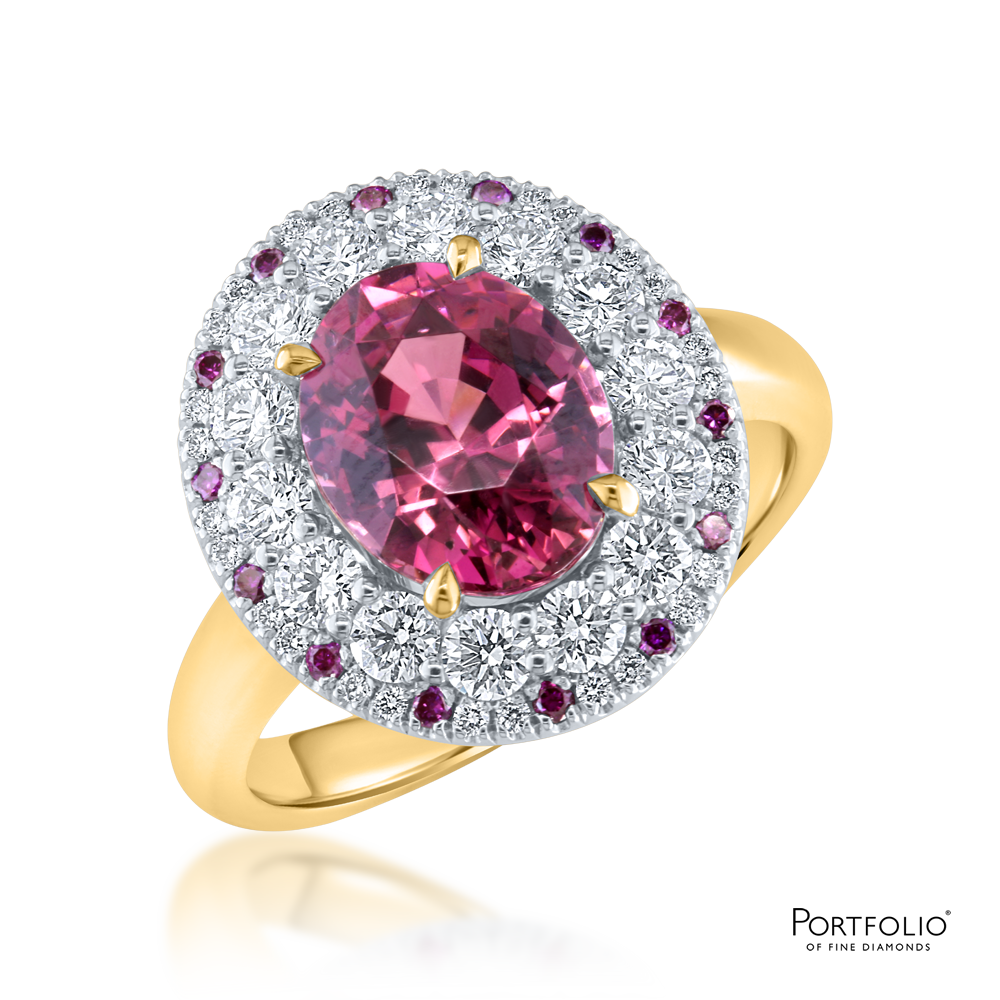 Cluster 3.46ct Mahenge Garnet Yellow Gold Ring