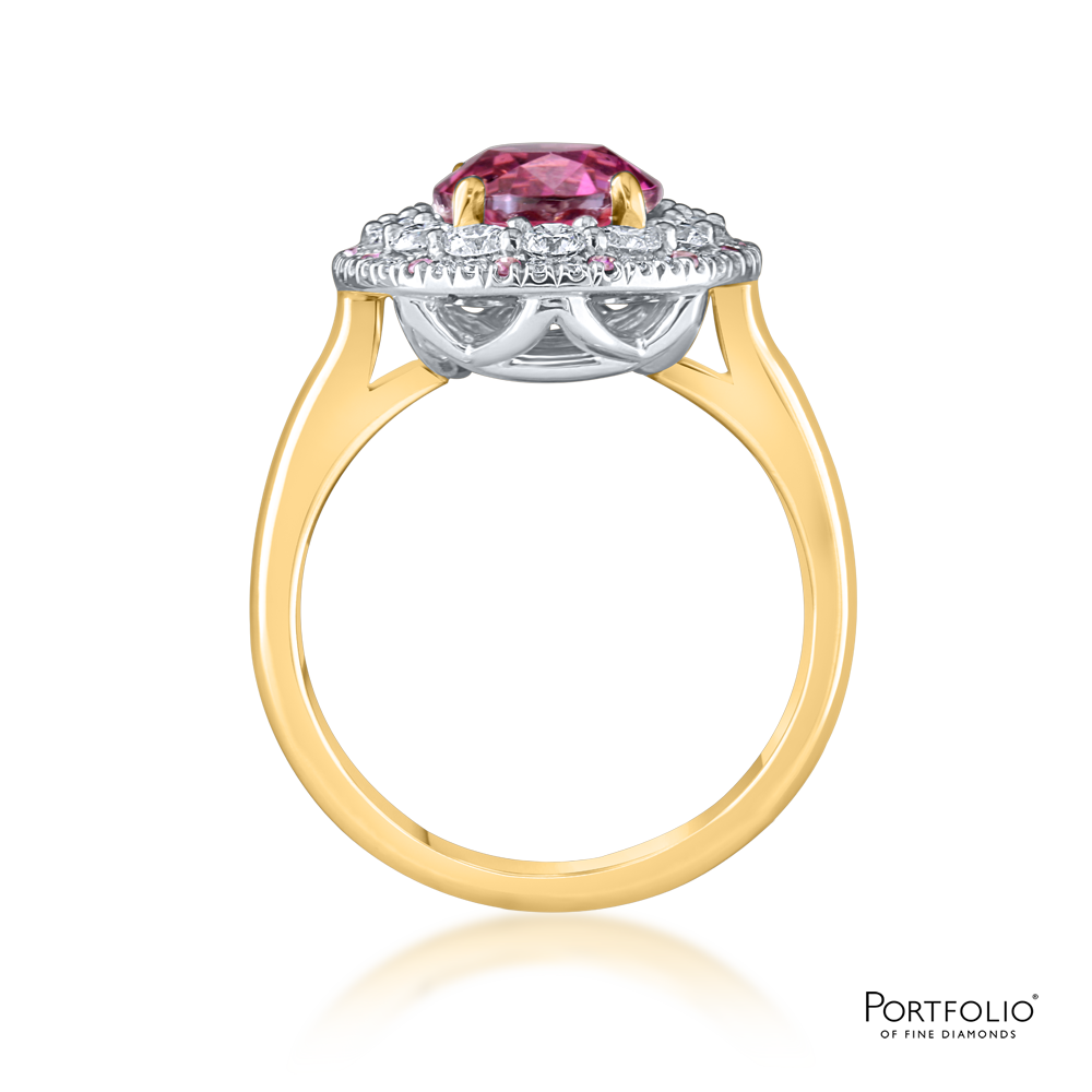 Cluster 3.46ct Mahenge Garnet Yellow Gold Ring