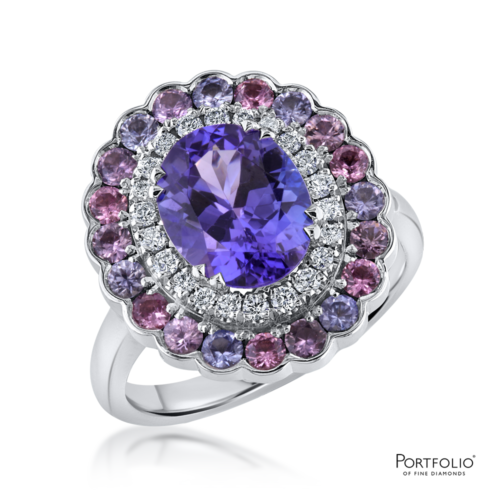 Cluster 2.24ct Tanzanite White Gold Ring