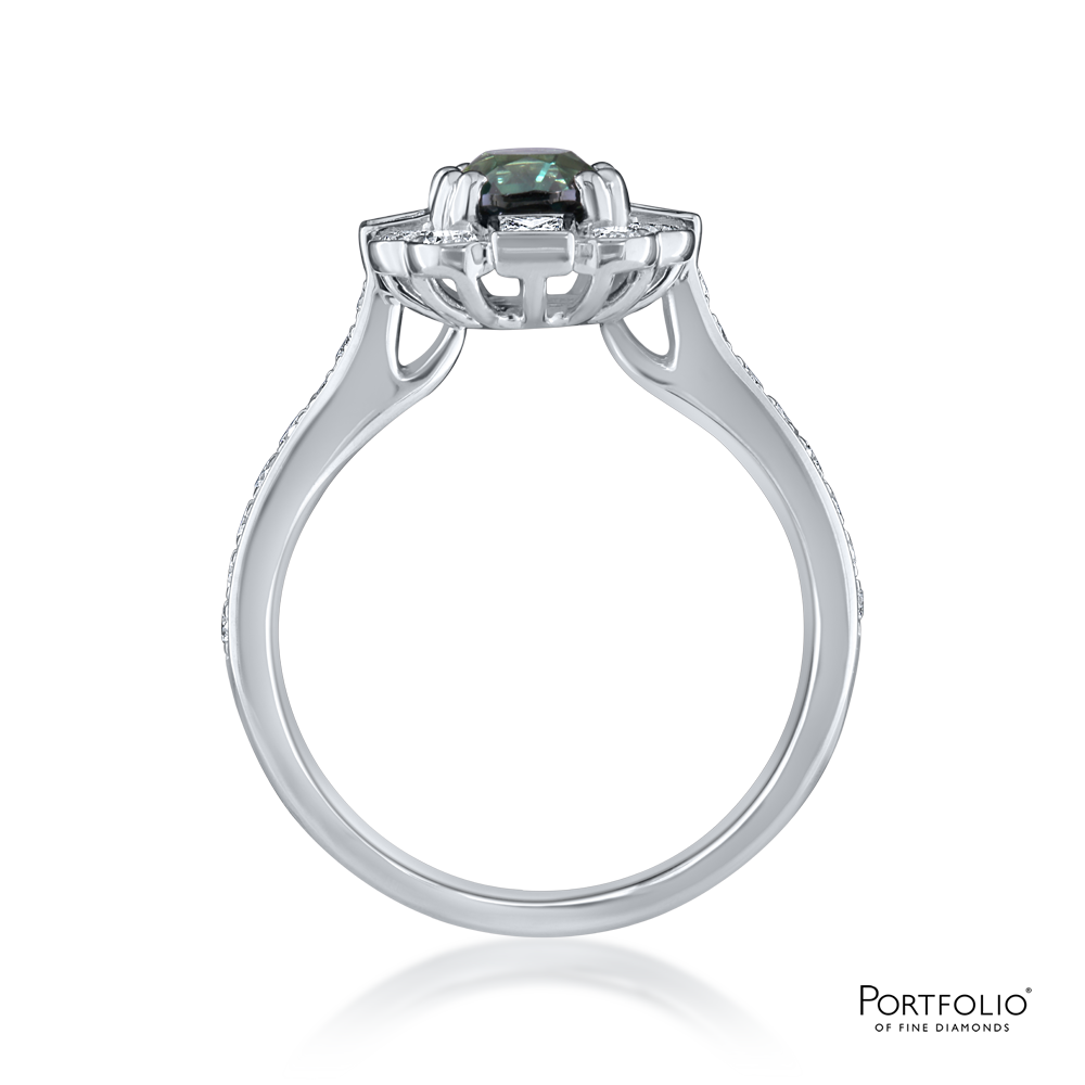 Cluster 1.76ct Green Sapphire Platinum Ring