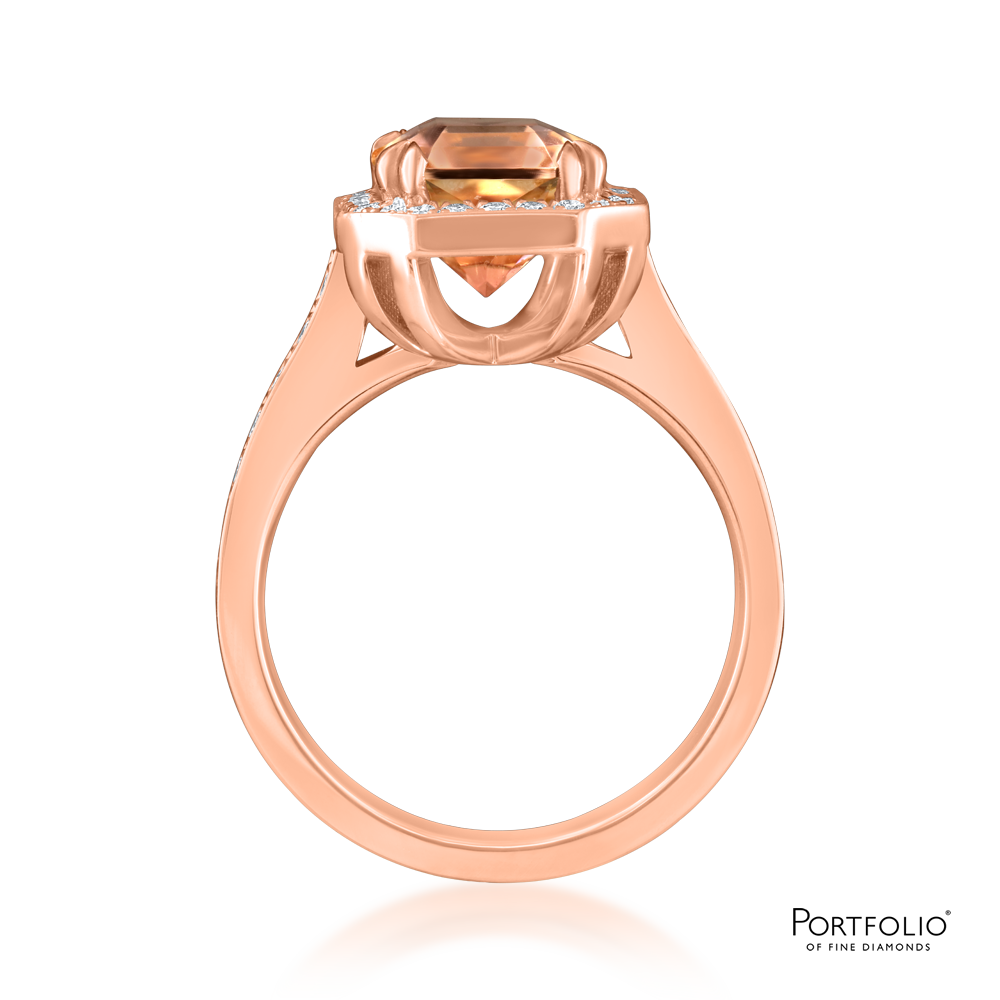 Cluster 3.30ct Brown Tourmaline Rose Gold Ring