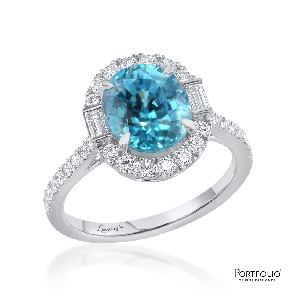 Cluster 4.82ct Blue Zircon White Gold Ring