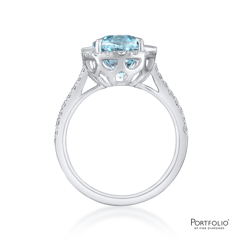 Cluster 4.82ct Blue Zircon White Gold Ring