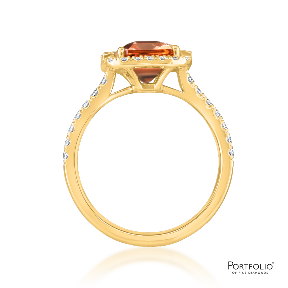 Cluster 2.48ct Peach Tourmaline Yellow Gold Ring