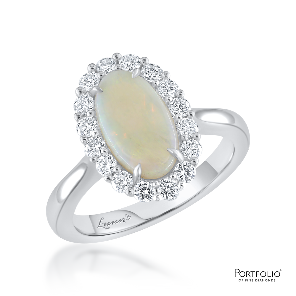 Cluster 1.19ct Opal White Gold Ring