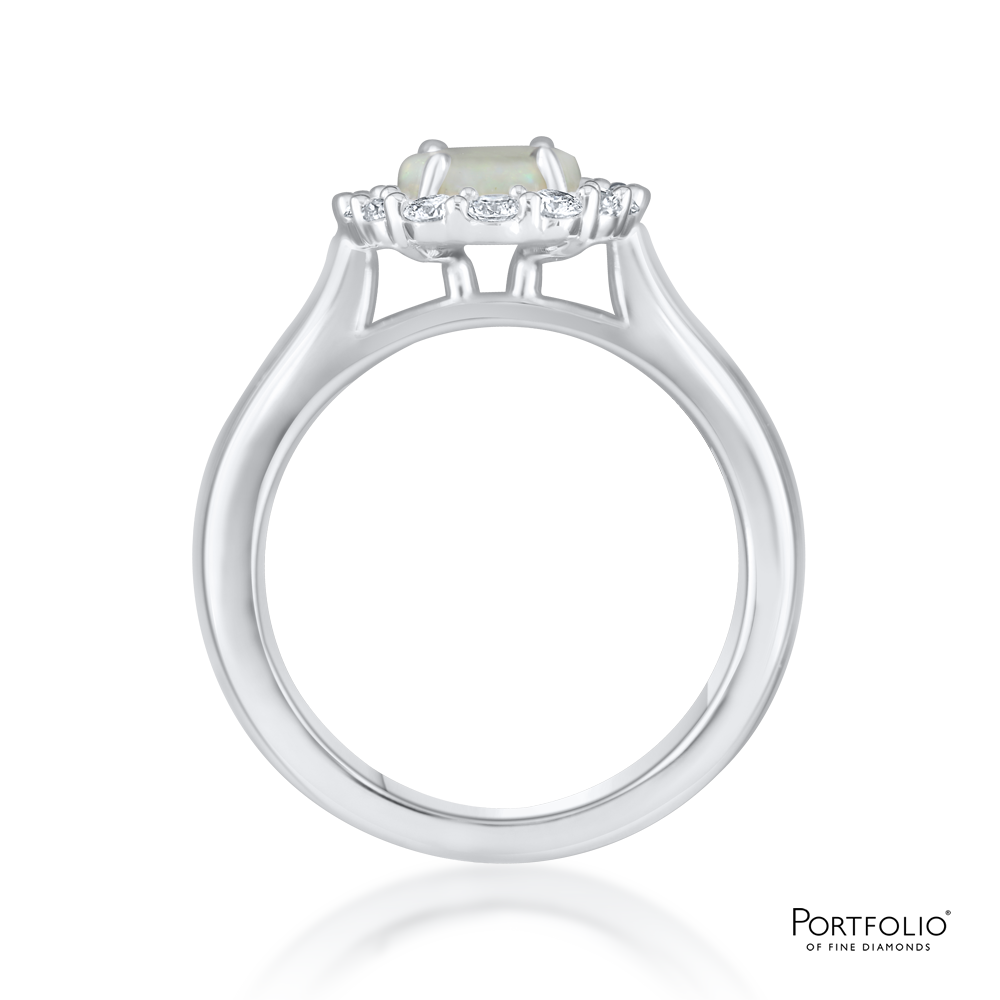 Cluster 1.19ct Opal White Gold Ring