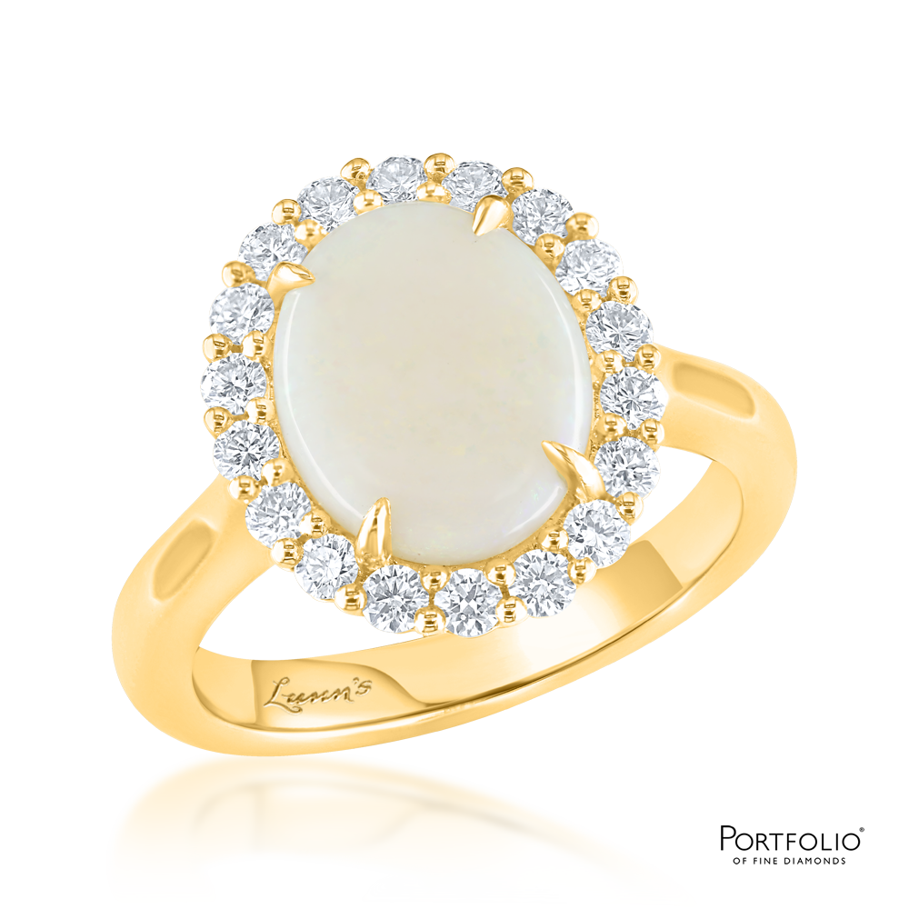 Cluster 1.85ct Opal Yellow Gold Ring