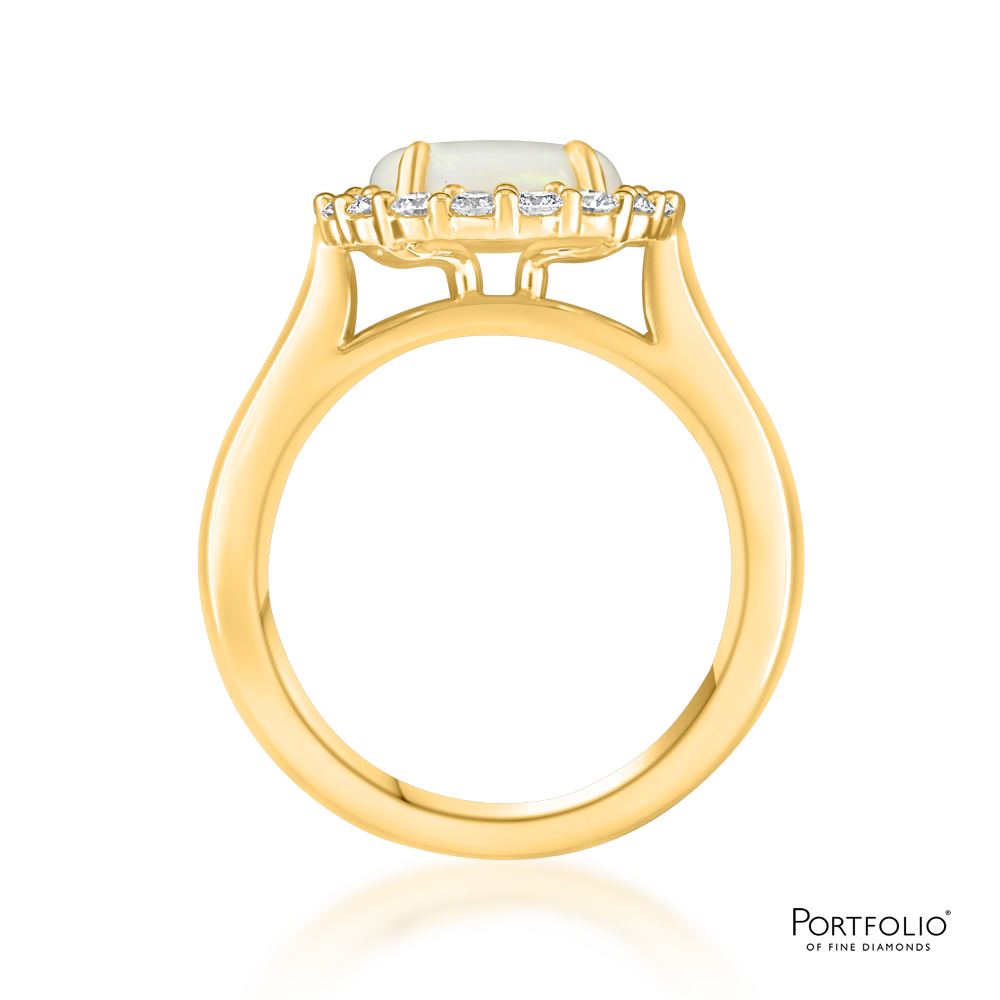 Cluster 1.85ct Opal Yellow Gold Ring