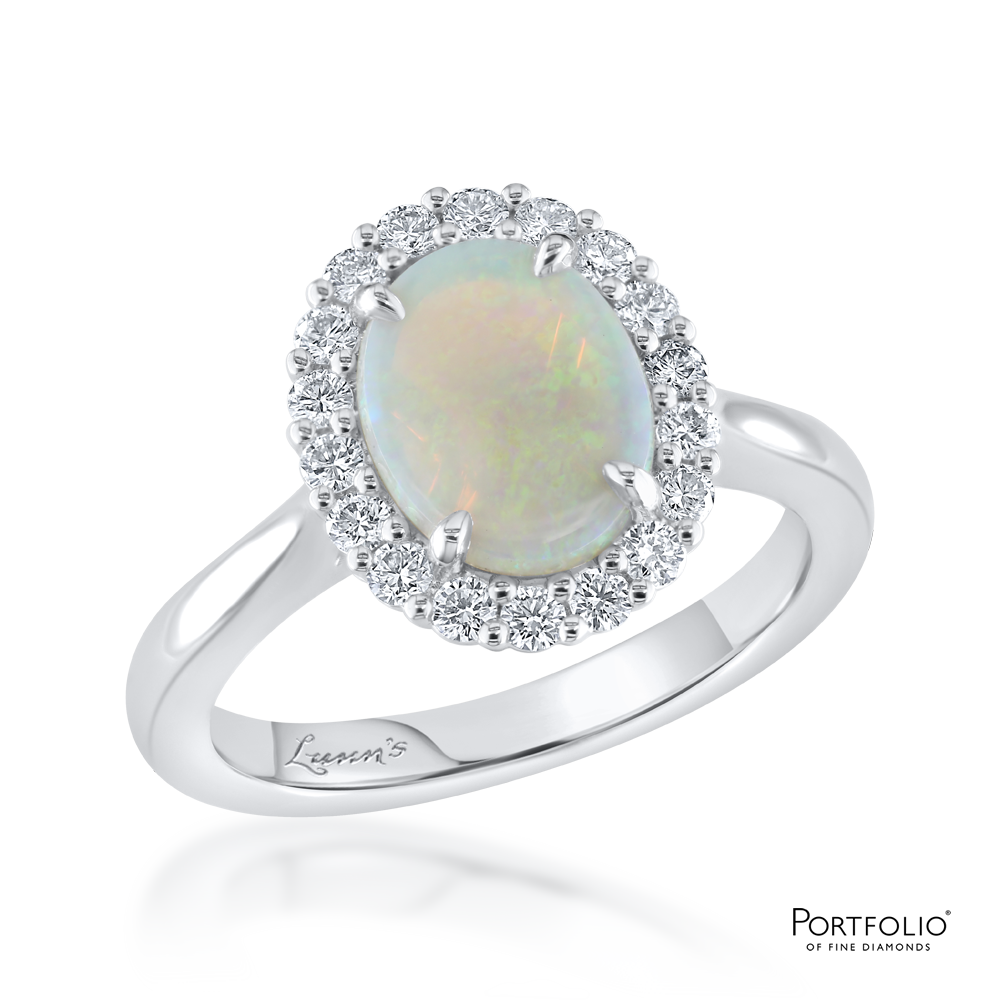 Cluster 1.20ct Opal White Gold Ring