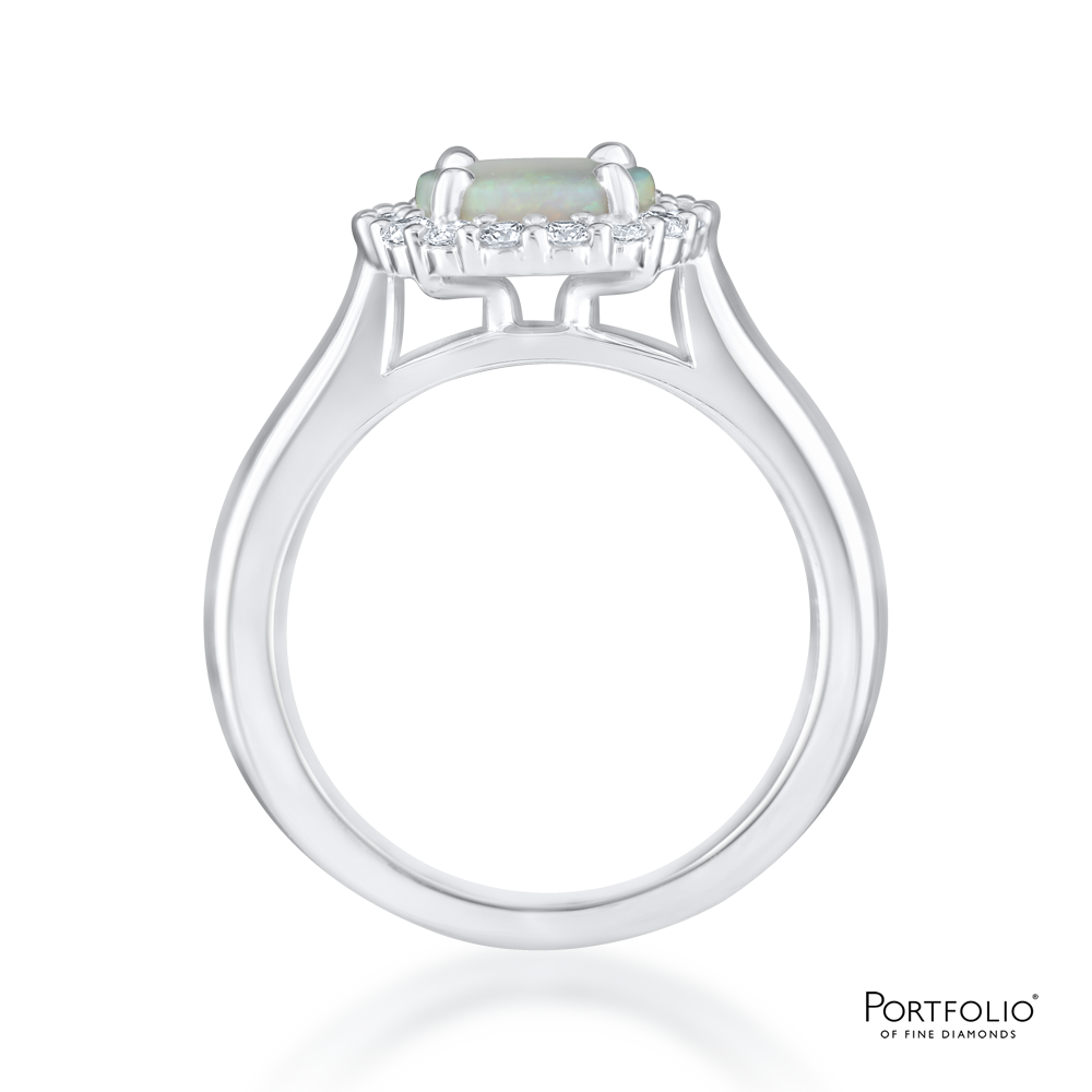 Cluster 1.20ct Opal White Gold Ring