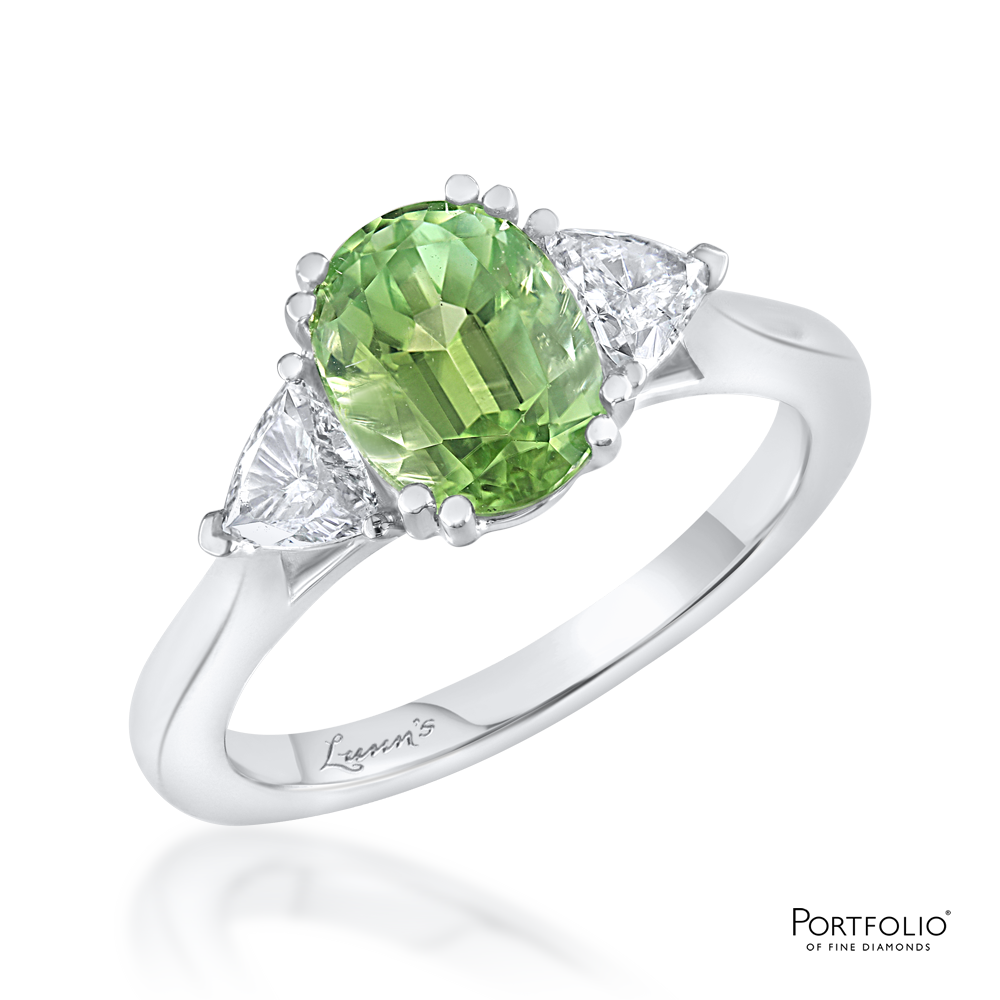 Three Stone 2.03ct Mint Tourmaline Platinum Ring