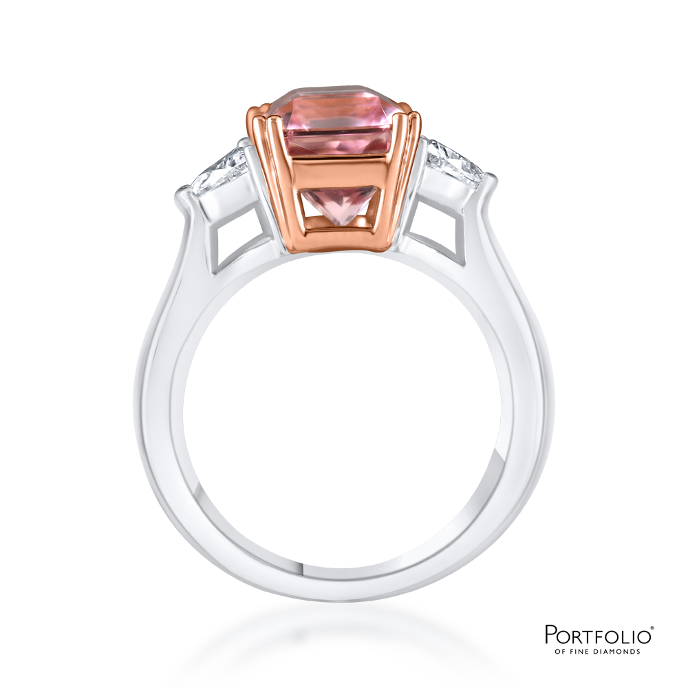 Three Stone 4.27ct Pink Tourmaline Platinum Ring